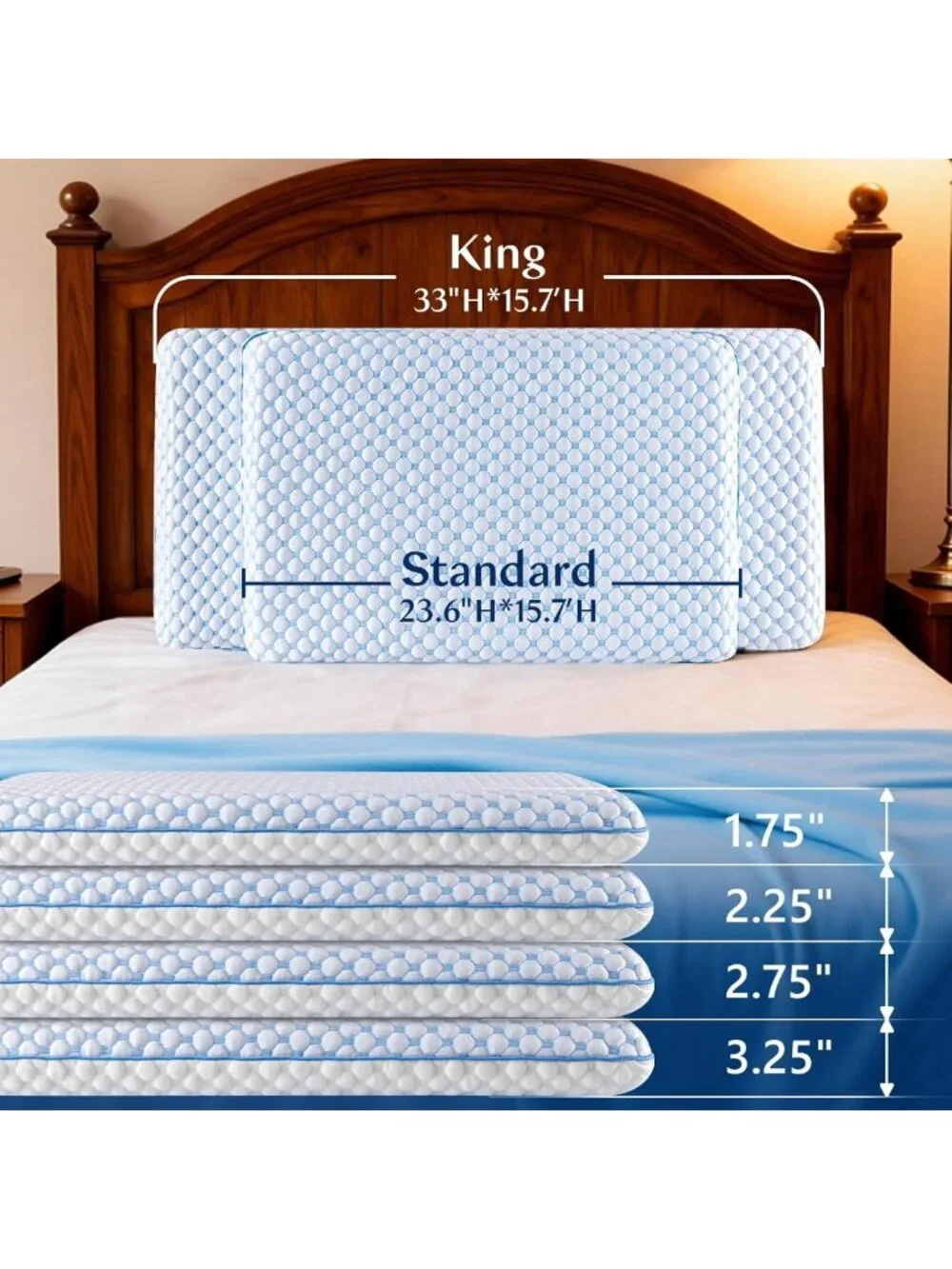 Ultra Thin Cooling Gel Pillow for Stomach & Back Sleepers, Neck Pain Relief
